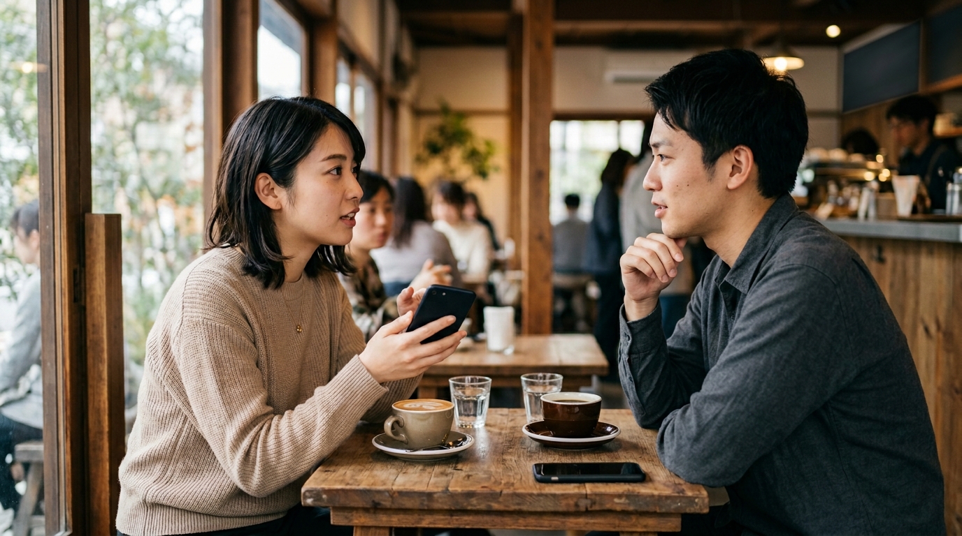 他撮り風自撮りのコツを学ぶイメージ
